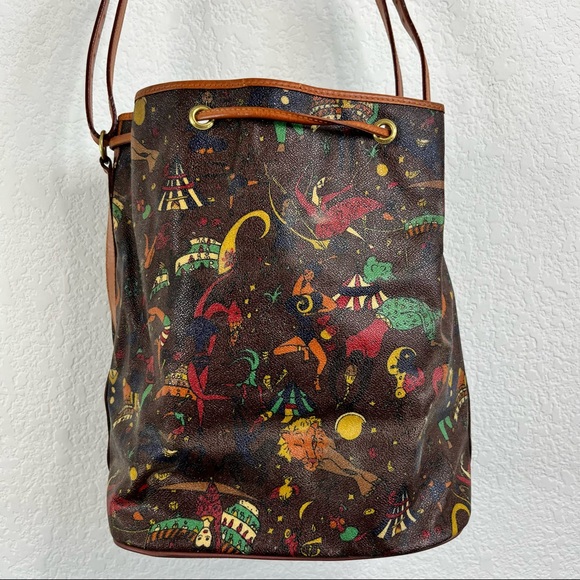 Piero Guidi Magic Circus 'Sophia' Leather Bucket Drawstring Bag - Picture 7 of 11